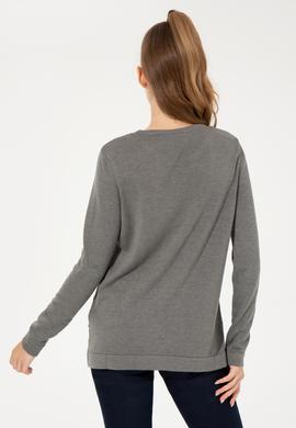 Kadın Gri Melanj Kazak - 50255657014