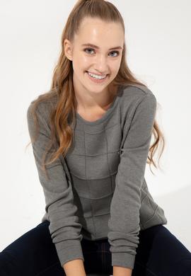 Kadın Gri Melanj Kazak - 50255657014