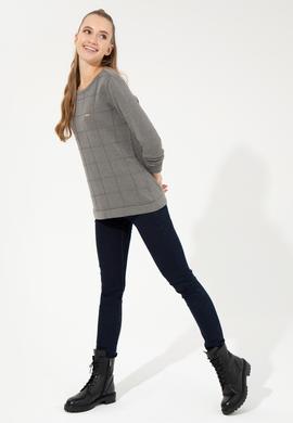 Kadın Gri Melanj Kazak - 50255657014