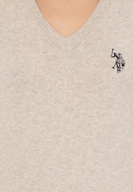 Kadın Taş Melanj  Basic  V - Yaka Triko Kazak - 50251903119