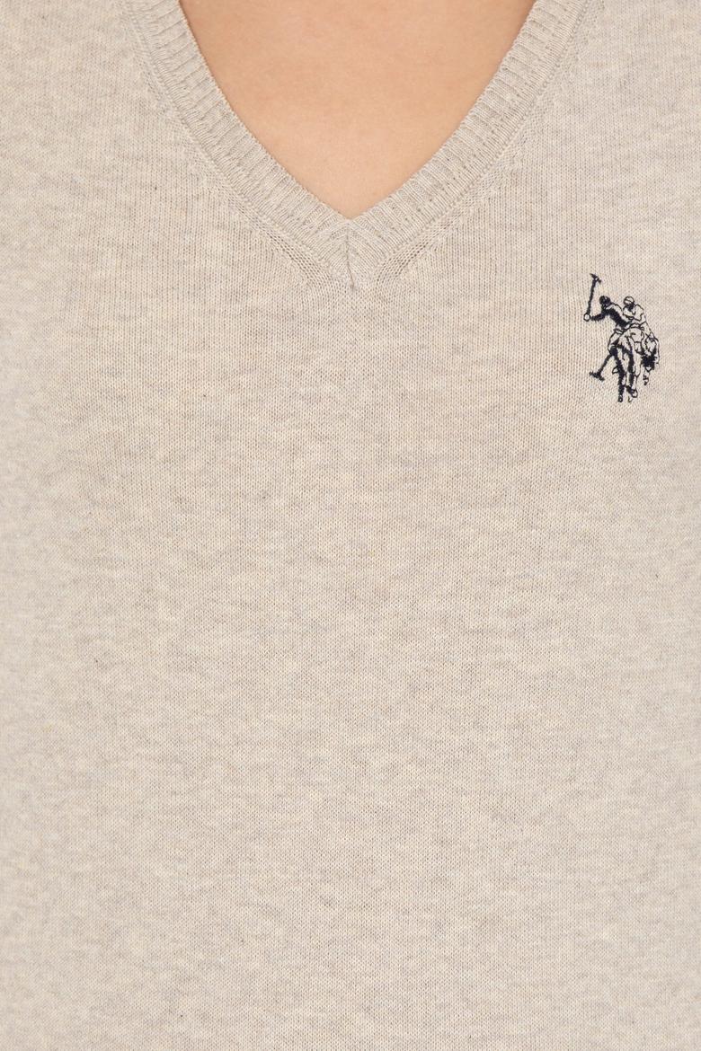 Kadın Taş Melanj  Basic  V - Yaka Triko Kazak - 50251903119