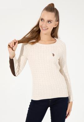 Kadın Krem Melanj Basic Bisiklet Yaka  Kazak - 50255659031