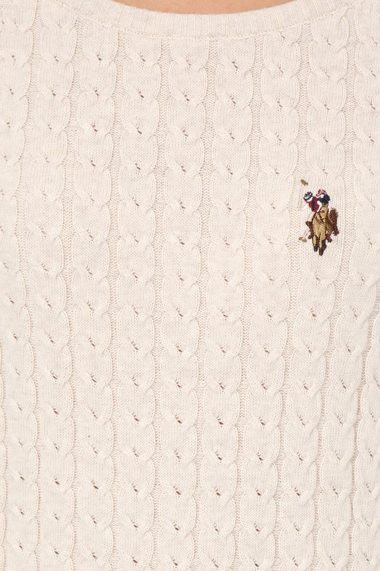 Kadın Krem Melanj Basic Bisiklet Yaka  Kazak - 50255659031