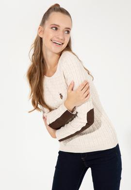 Kadın Krem Melanj Basic Bisiklet Yaka  Kazak - 50255659031