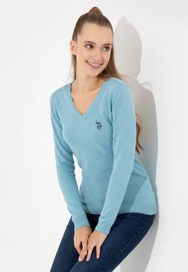 Kadın Mavi Triko Kazak Basic - 50251903103