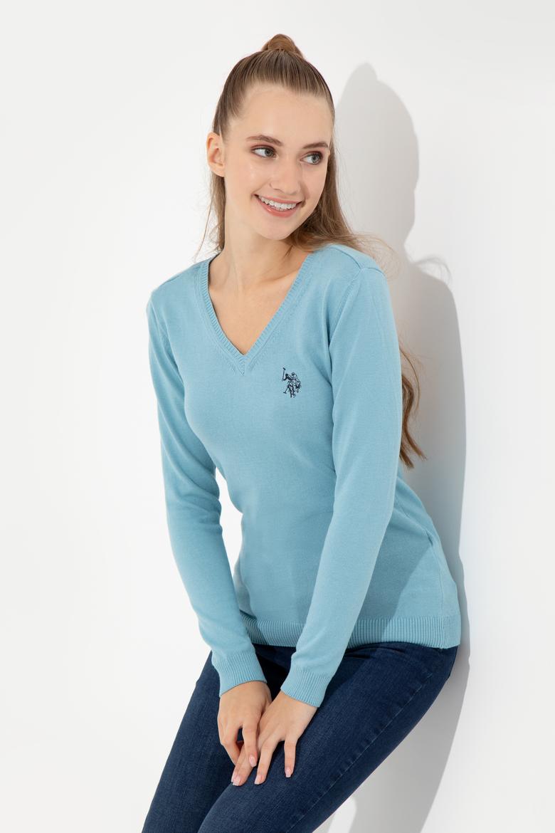 Kadın Mavi Triko Kazak Basic - 50251903103