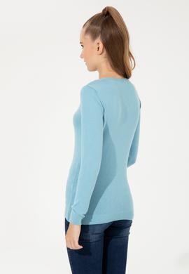 Kadın Mavi Triko Kazak Basic - 50251903103