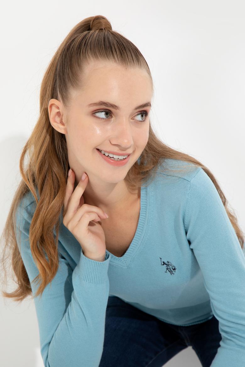 Kadın Mavi Triko Kazak Basic - 50251903103