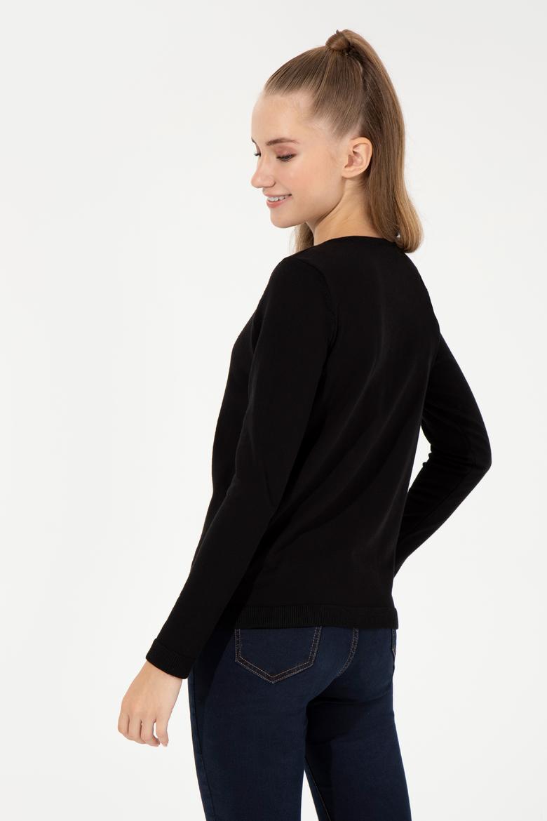 Kadın Siyah Basic Triko Hırka - 50251904007