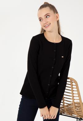 Kadın Siyah Basic Triko Hırka - 50251904007