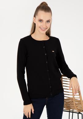 Kadın Siyah Basic Triko Hırka - 50251904007