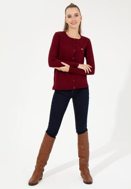 Kadın Bordo Basic Triko Hırka - 50251904060