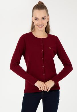 Kadın Bordo Basic Triko Hırka - 50251904060