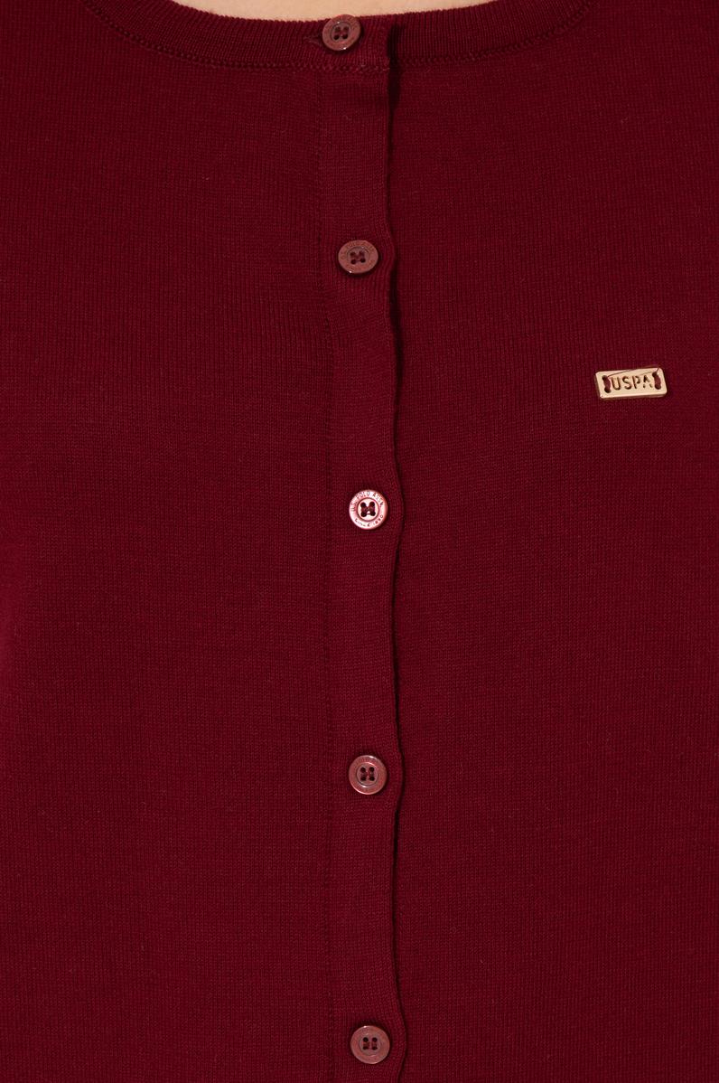 Kadın Bordo Basic Triko Hırka