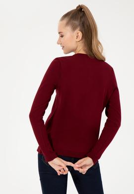 Kadın Bordo Basic Triko Hırka - 50251904060