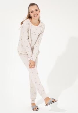 Kadın Bej Melanj Pijama Takımı - 50264799003