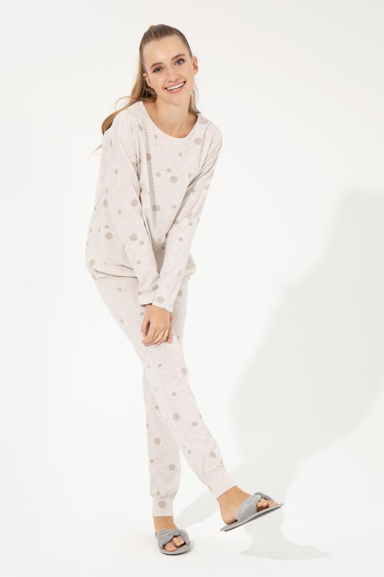 Kadın Bej Melanj Pijama Takımı - 50264799003