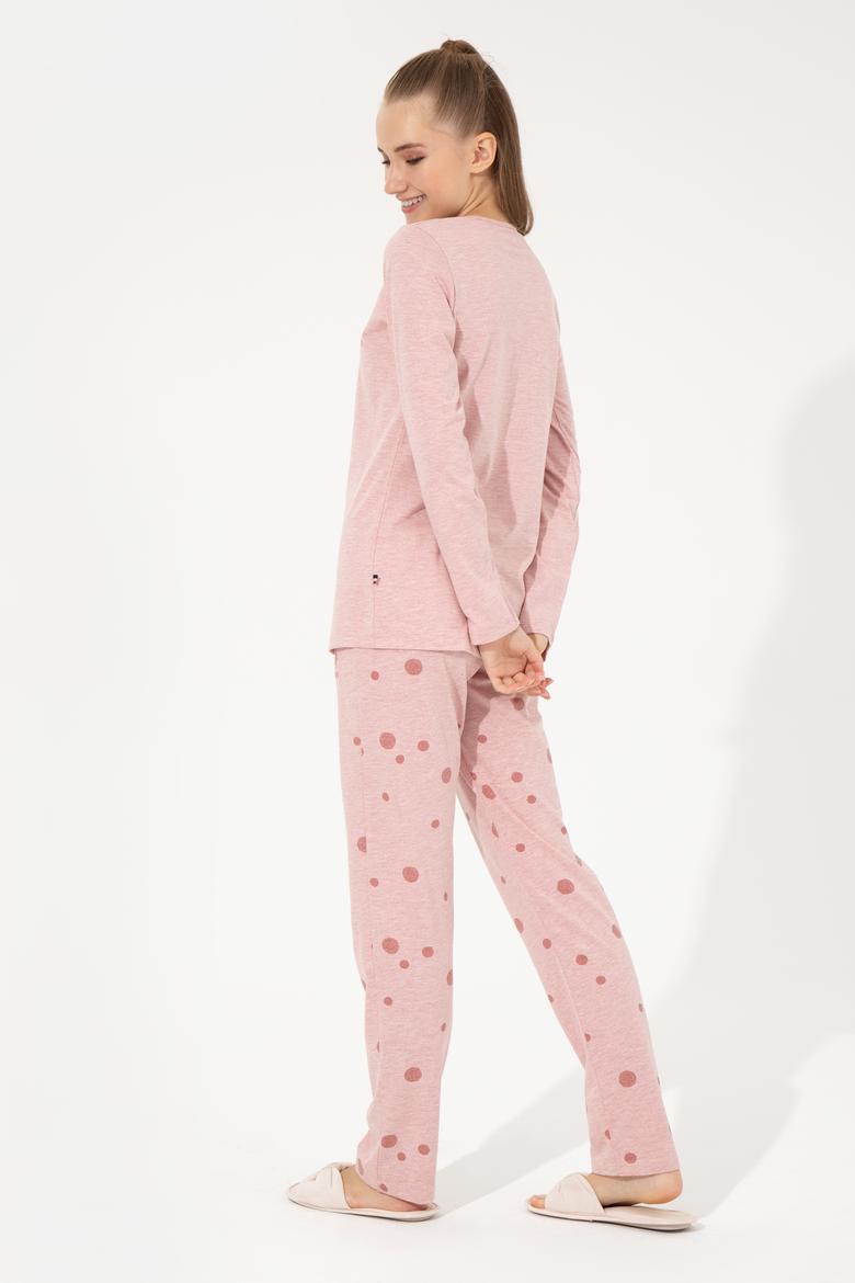 Kadın Pembe Melanj Pijama Takımı - 50264800003