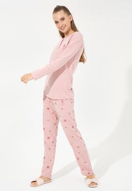 Kadın Pembe Melanj Pijama Takımı - 50264800003