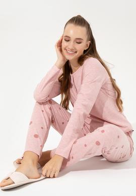 Kadın Pembe Melanj Pijama Takımı - 50264800003