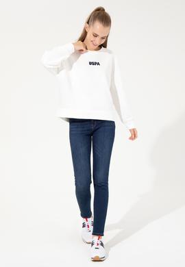 Kadın Ekru Bisiklet Yaka Basic Sweatshirt - 50261236014