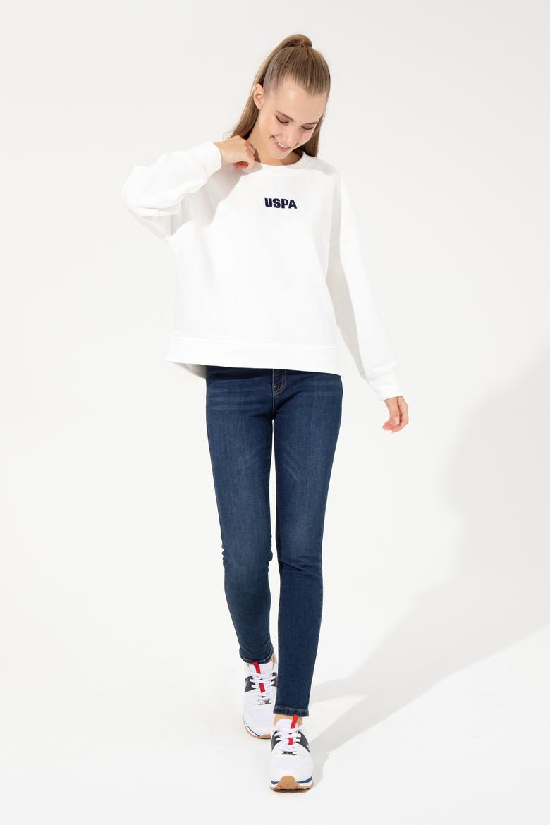 Kadın Ekru Bisiklet Yaka Basic Sweatshirt - 50261236014