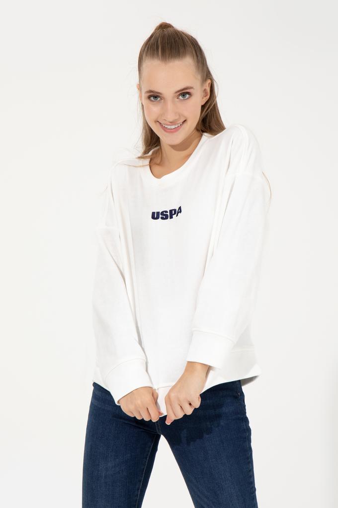 Kadın Ekru Bisiklet Yaka Basic Sweatshirt