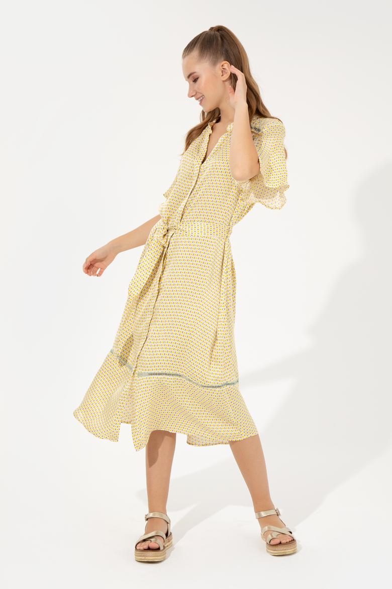 Kadın Safran Dokuma Elbise - 50246442012