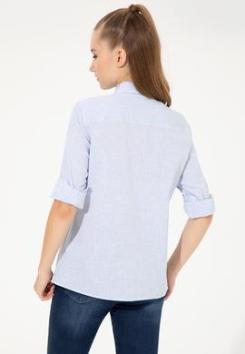 Kadın Açık Mavi Uzun Kollu Gömlek - 50251858003