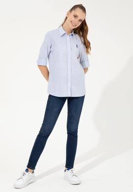 Kadın Açık Mavi Uzun Kollu Gömlek - 50251858003