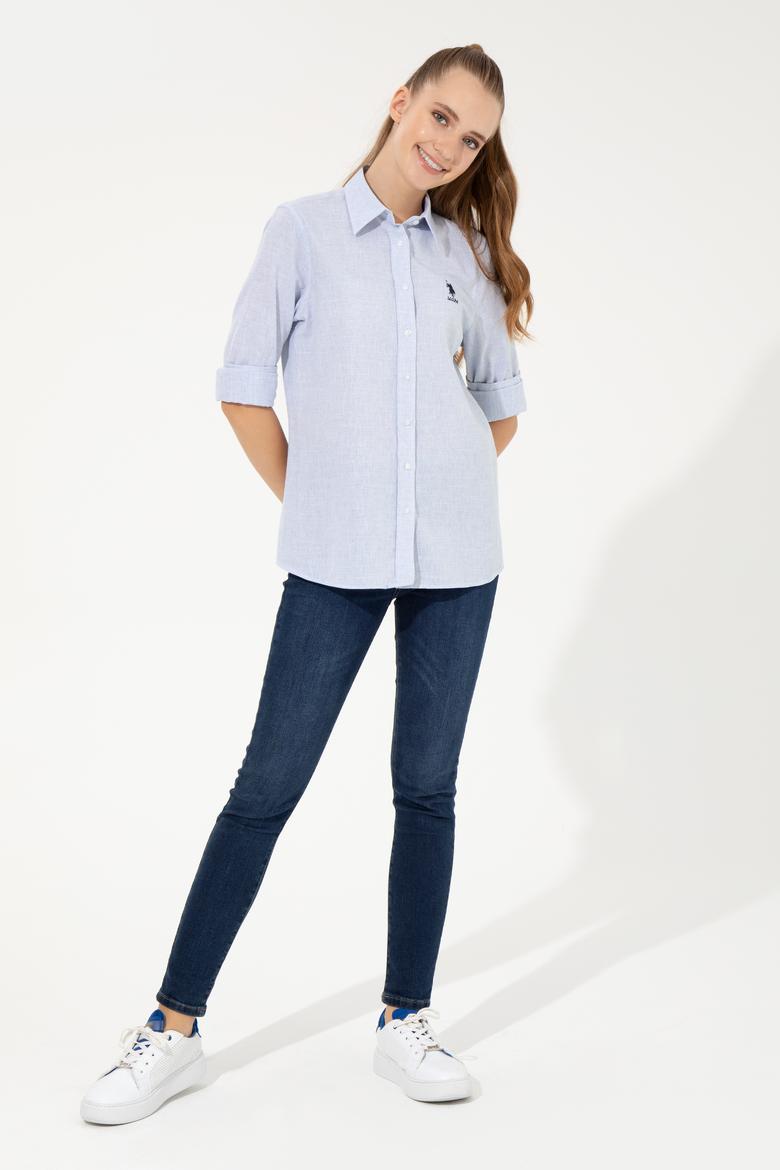 Kadın Açık Mavi Uzun Kollu Gömlek - 50251858003