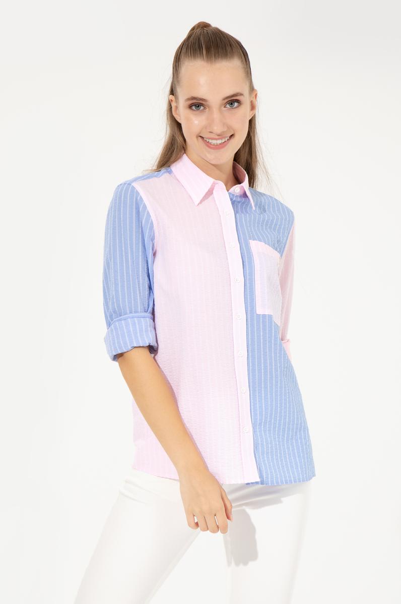 Kadın Mavi Uzun Kollu Gömlek