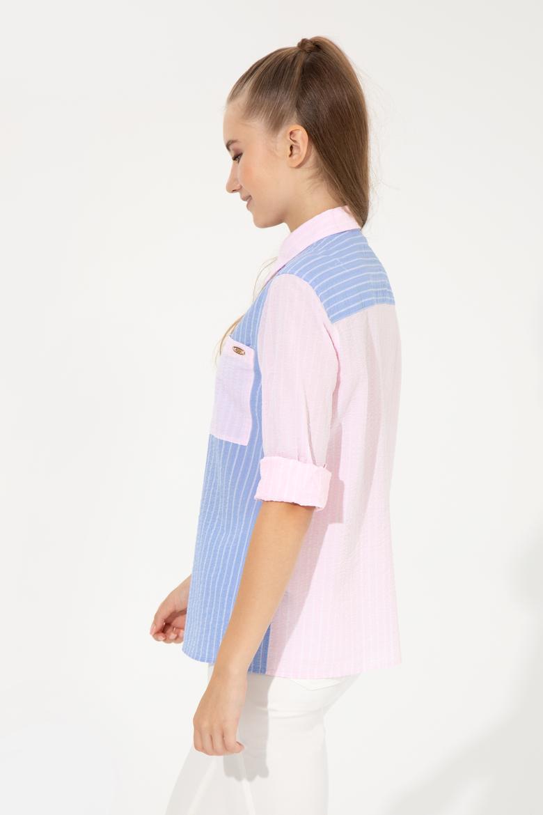 Kadın Mavi Uzun Kollu Gömlek - 50246566005