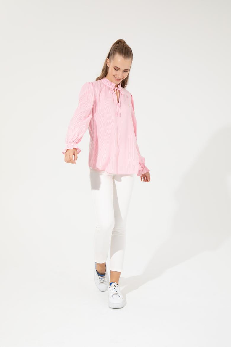 Kadın Pembe Uzun Kollu Gömlek - 50246375018