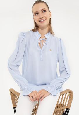 Kadın Mavi Uzun Kollu Gömlek - 50246375032