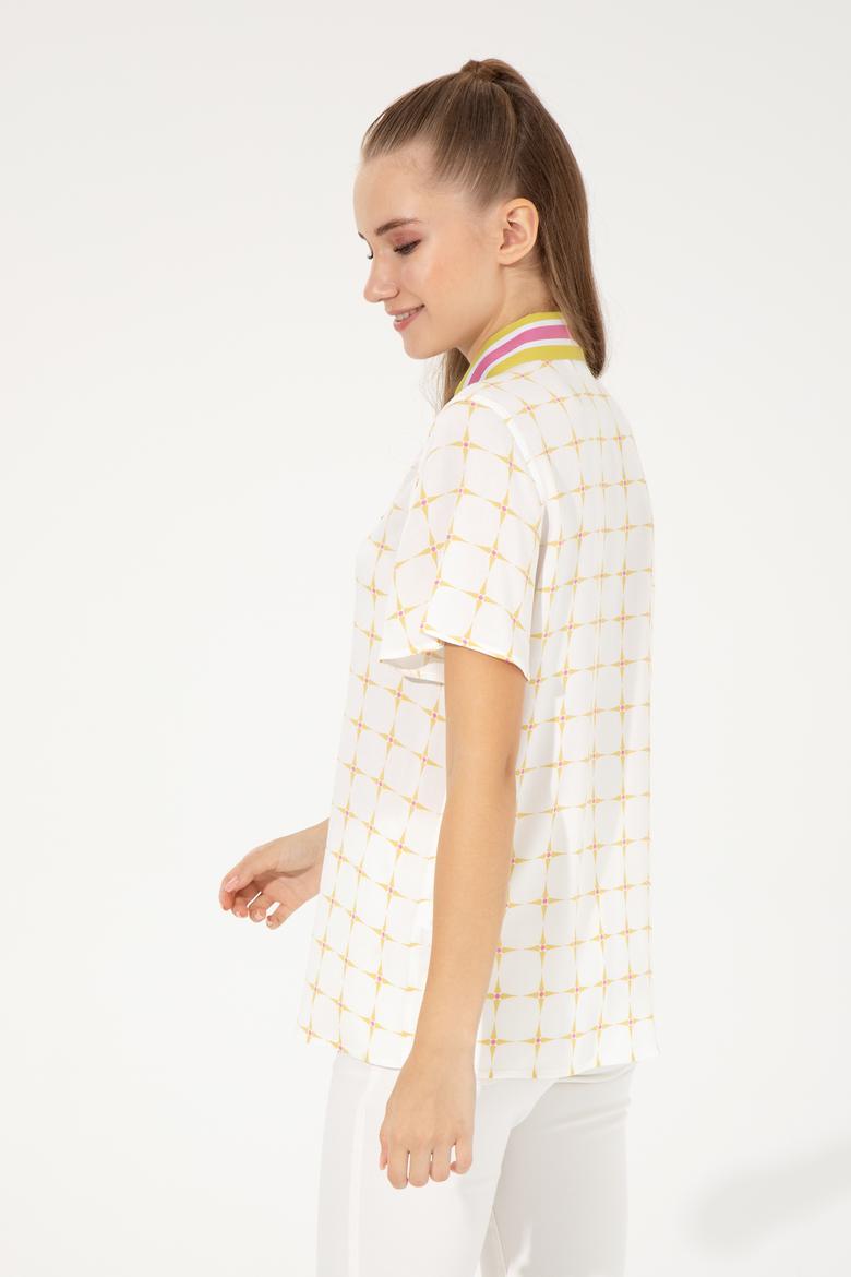 Kadın Safran Kısa Kollu Gömlek - 50246397032