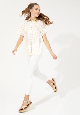 Kadın Safran Kısa Kollu Gömlek - 50246397032