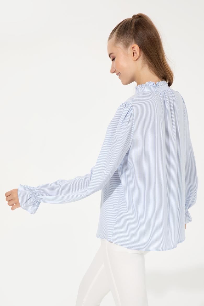 Kadın Mavi Uzun Kollu Gömlek - 50246375032
