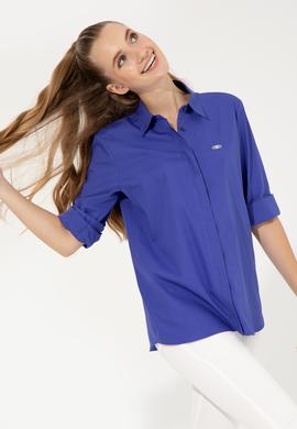 Kadın Mavi Uzun Kollu Basic Gömlek - 50254692012