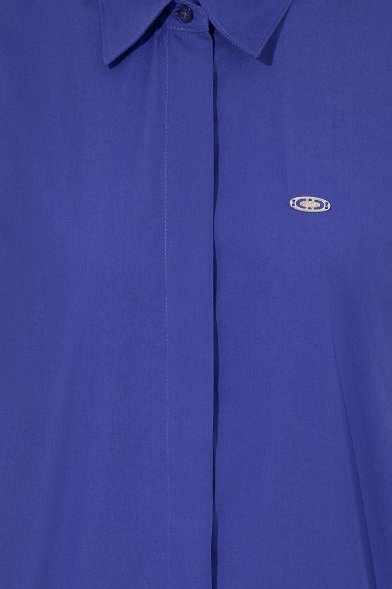 Kadın Mavi Uzun Kollu Basic Gömlek - 50254692012