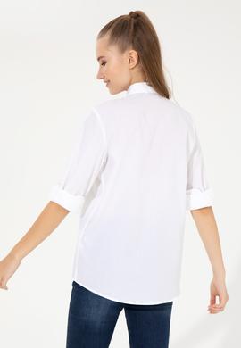 Kadın Beyaz Uzun Kollu Basic Gömlek - 50254692006