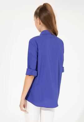 Kadın Mavi Uzun Kollu Basic Gömlek - 50254692012