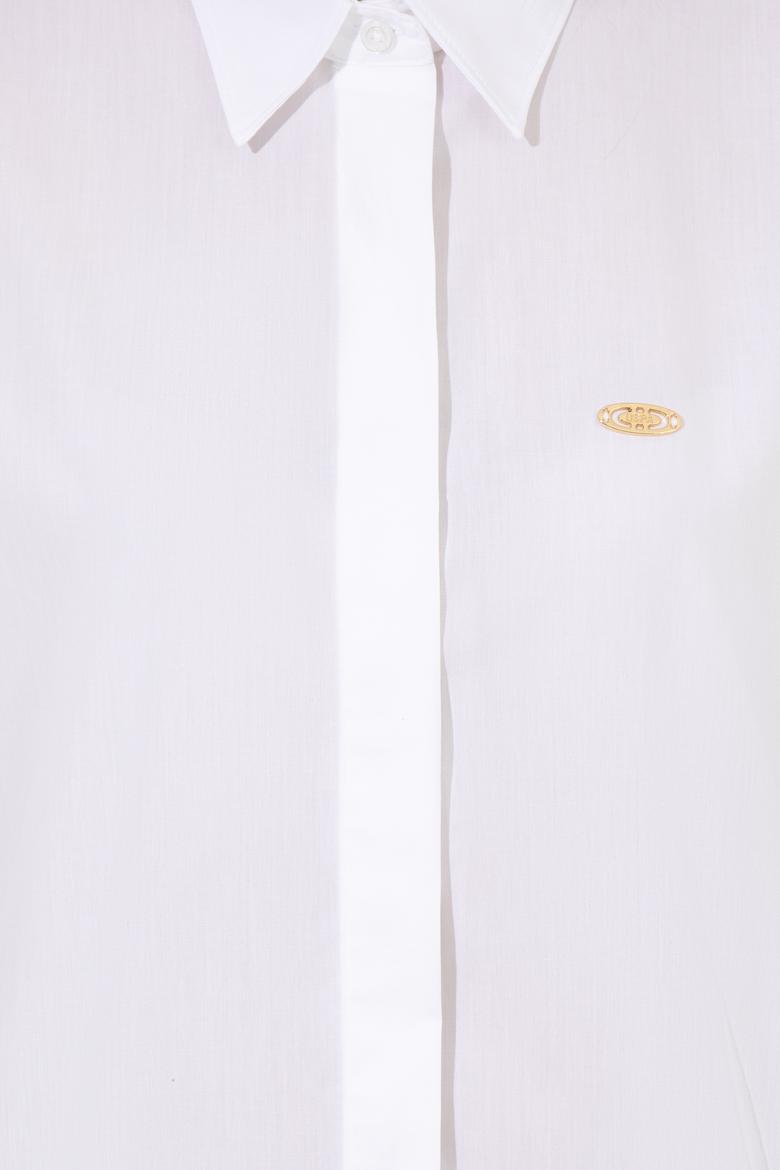 Kadın Beyaz Uzun Kollu Basic Gömlek - 50254692006