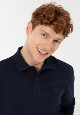 Erkek Lacivert Polo Yaka Basic Sweatshirt - 50257229011