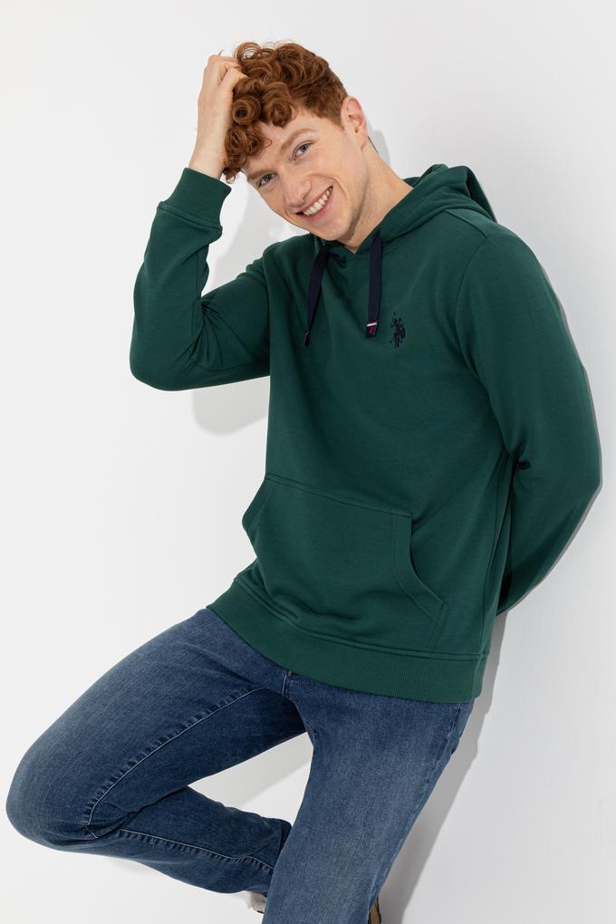 Erkek Yeşil Kapüşonlu Sweatshirt