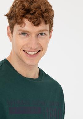 Erkek Yeşil Bisiklet Yaka Sweatshirt - 50257196026