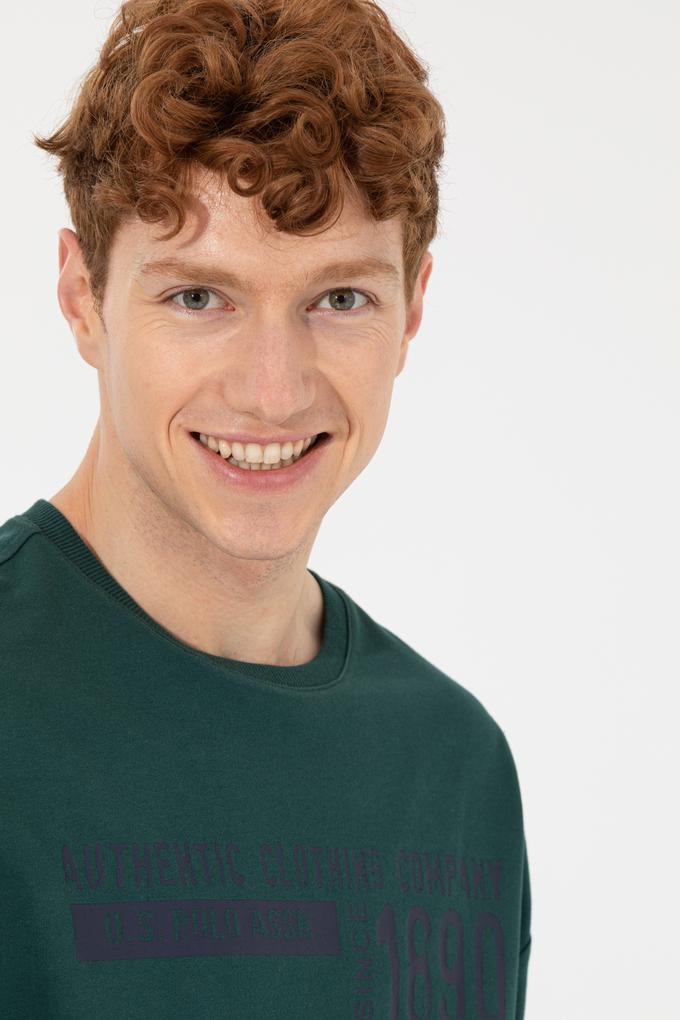 Erkek Yeşil Bisiklet Yaka Sweatshirt