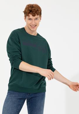 Erkek Yeşil Bisiklet Yaka Sweatshirt - 50257196026