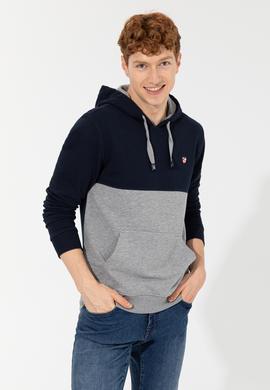 Erkek Lacivert Kapüşonlu Sweatshirt - 50257169009