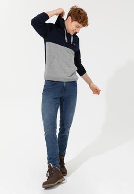 Erkek Lacivert Kapüşonlu Sweatshirt - 50257169009